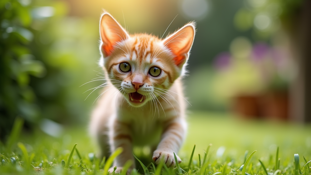 Placeholder image of a playful cat outdoors