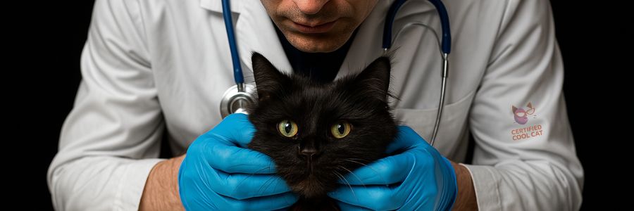 A Vet Examining A Pretty Black Kitty