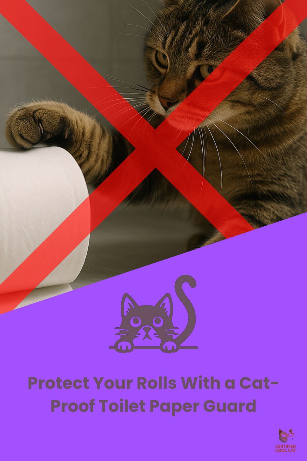 Color Picture Of a Tabby Cat Playing with a TP Roll