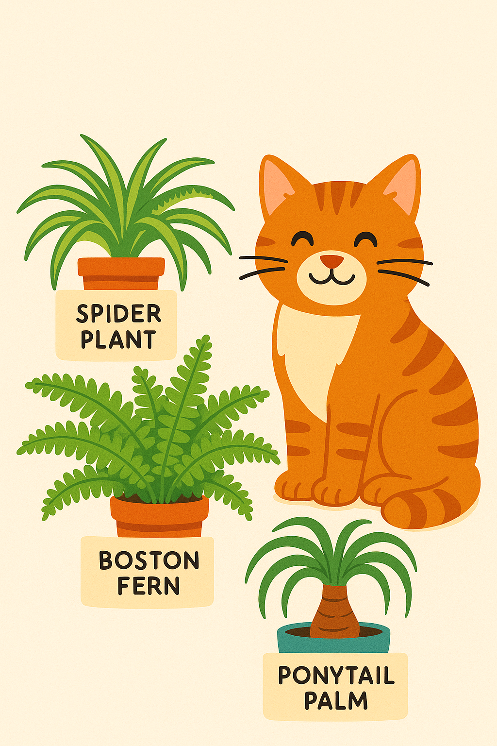 Cat with spider plant — safe plants from Cat Friendly Plants List